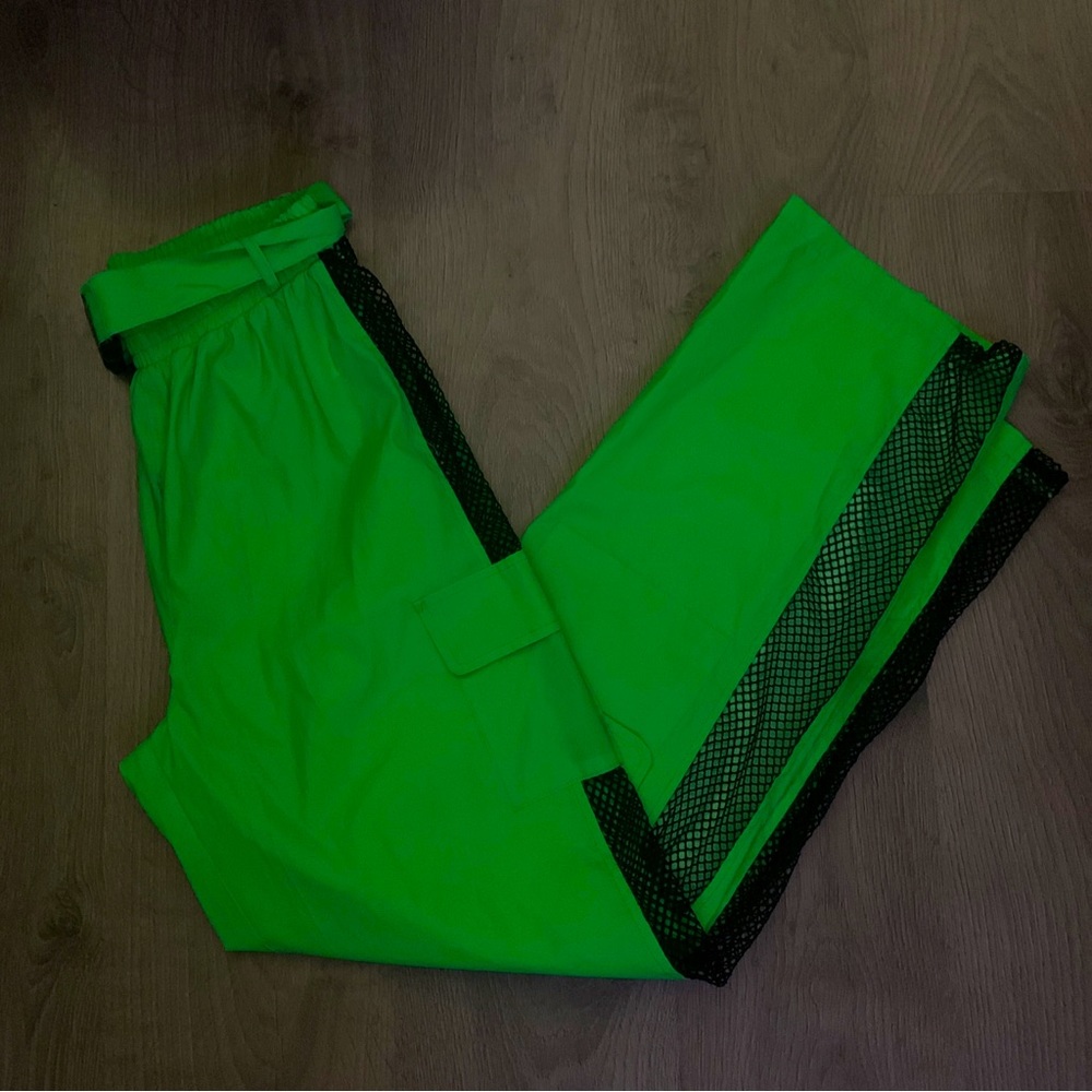 iHeartRaves Cargo Pants Unisex Size Large Neon Green